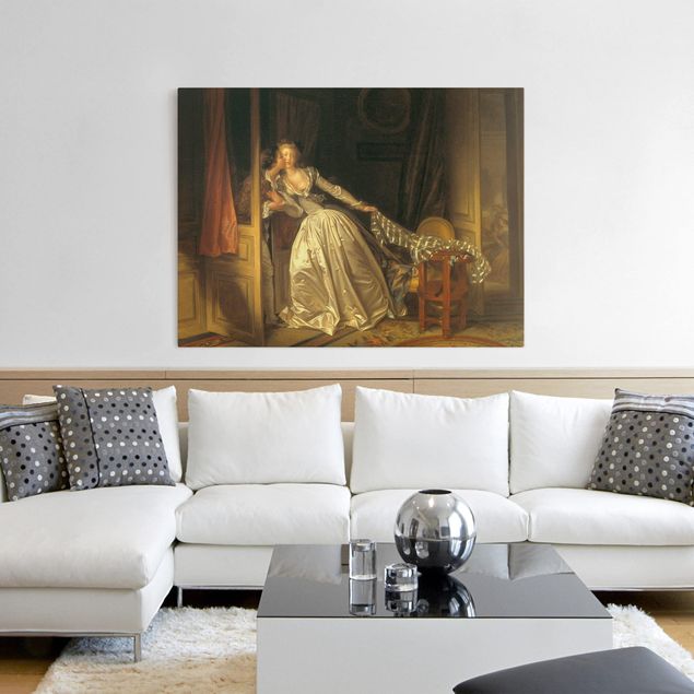 Nowoczesne obrazy do salonu Jean Honoré Fragonard - Skradziony pocałunek