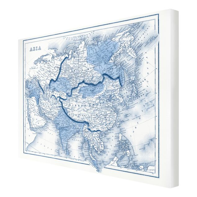 Obraz niebieski Mapa w odcieniach niebieskiego - Azja