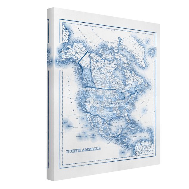 Obraz niebieski Mapa w odcieniach niebieskiego - Ameryka Północna