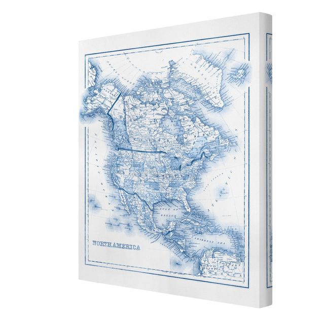 Obrazy na ścianę Mapa w odcieniach niebieskiego - Ameryka Północna
