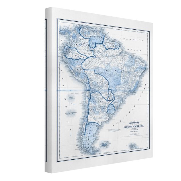 Obraz z niebieskim Mapa w odcieniach błękitu - Ameryka Południowa