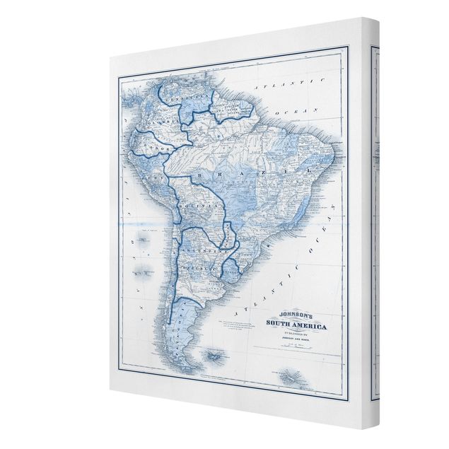 Obrazy na ścianę Mapa w odcieniach błękitu - Ameryka Południowa