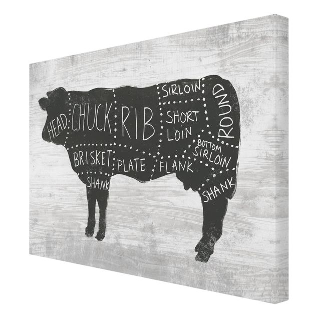 Obraz na płótnie czarno biały Płyta ekspozycyjna rzeźnika - wołowina