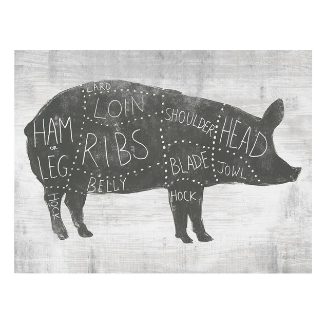 Obraz na płótnie czarno biały Tablica ekspozycyjna rzeźnika - świnia