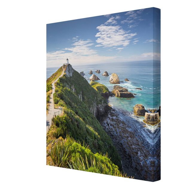 Obrazy na ścianę krajobrazy Nugget Point Latarnia morska i morze Nowa Zelandia