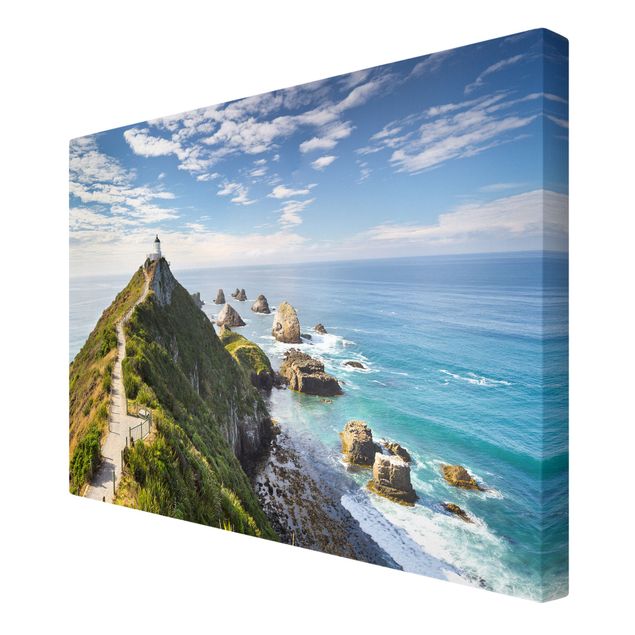 Obrazy na ścianę krajobrazy Nugget Point Latarnia morska i morze Nowa Zelandia