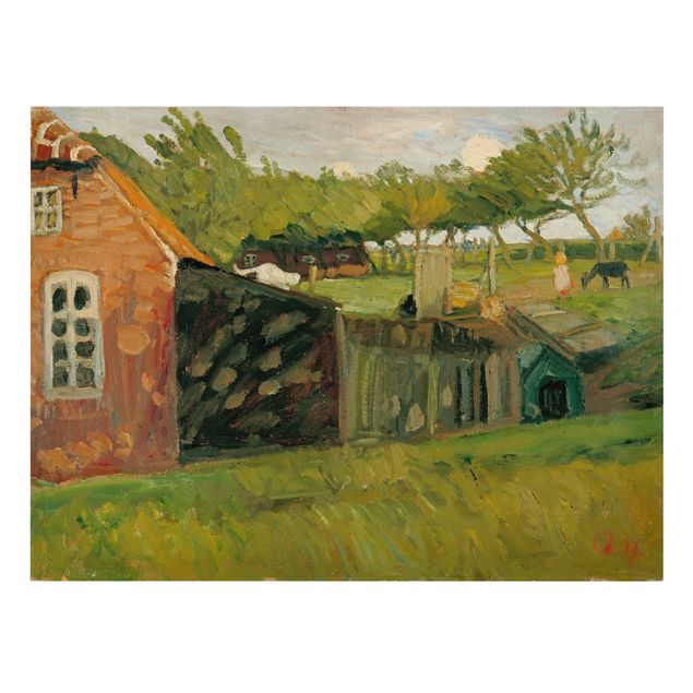 Obrazy na ścianę krajobrazy Otto Modersohn - Czerwony domek ze stajniami