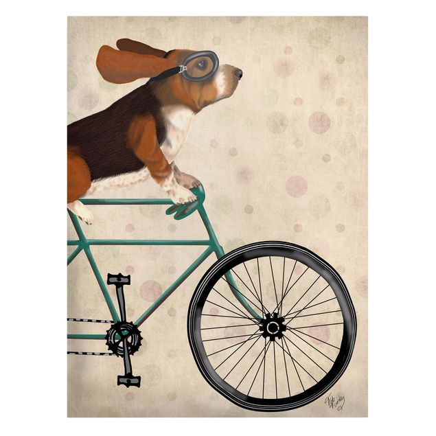 Obrazy zwierzęta Wycieczka rowerowa - Basset na rowerze