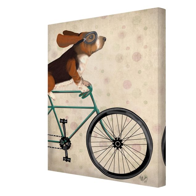 Obraz psa Wycieczka rowerowa - Basset na rowerze