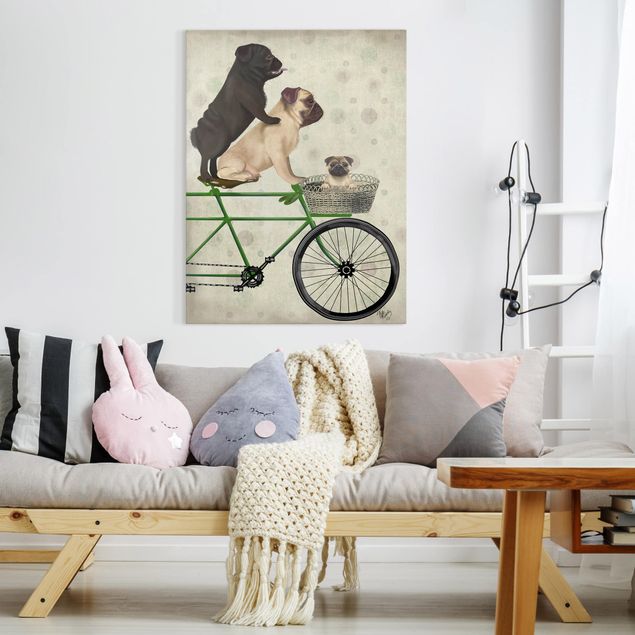 Obrazy do salonu Wycieczka rowerowa - Pugs on Bikes