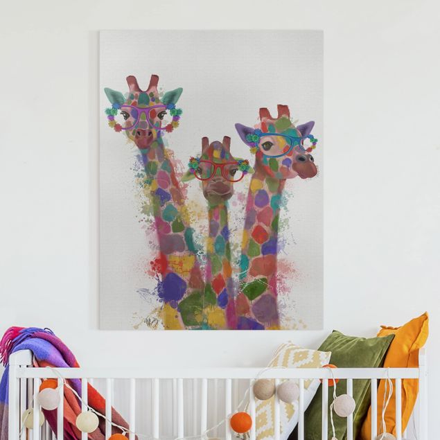 Obrazy nowoczesne Rainbow Splash Żyrafa Trio