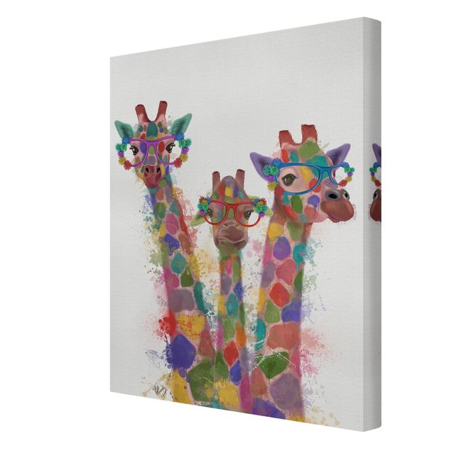 Obrazy na płótnie zwierzęta Rainbow Splash Żyrafa Trio