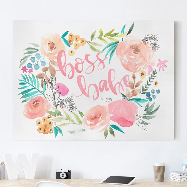 Obrazy nowoczesny Pink Blossoms - Boss Babe