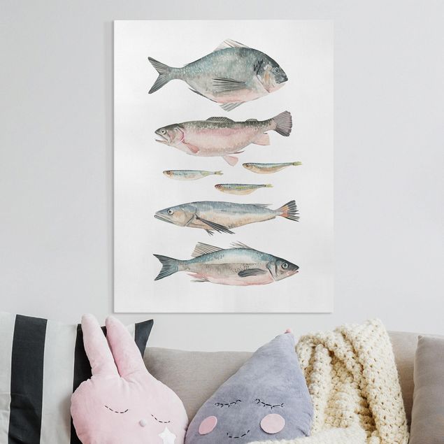 Obrazy nowoczesne Siedem rybek w akwareli II