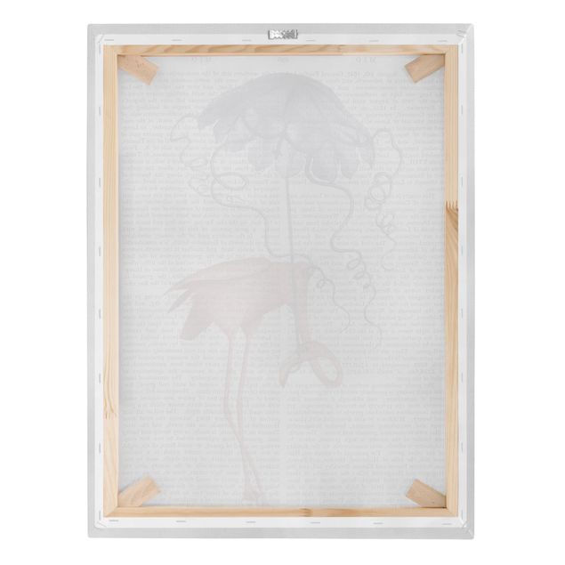 Obraz różowy Czytanie o zwierzętach - Flaming z parasolem