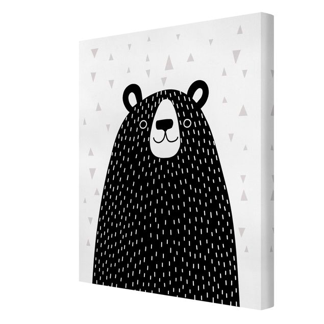 Obrazy na płótnie czarno biały Park zwierząt z wzorami - Niedźwiedź