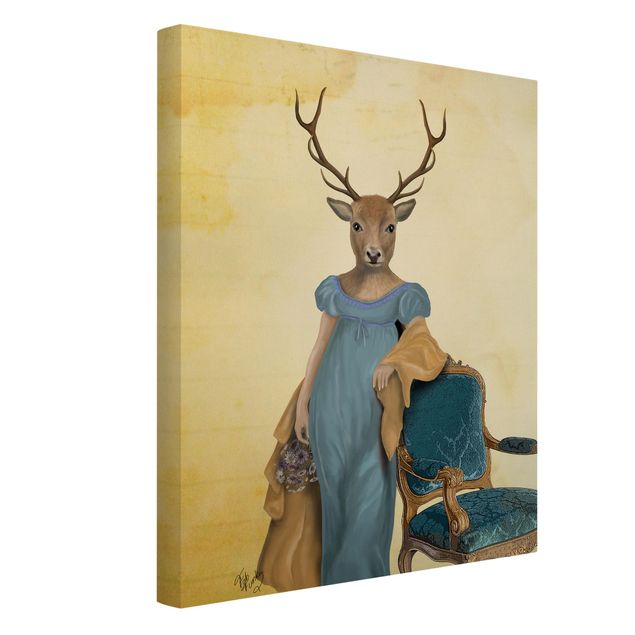 Jeleń obraz Portret zwierzęcia - Dama z czerwonym jeleniem