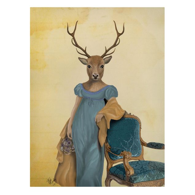 Obrazy ze zwierzętami Portret zwierzęcia - Dama z czerwonym jeleniem