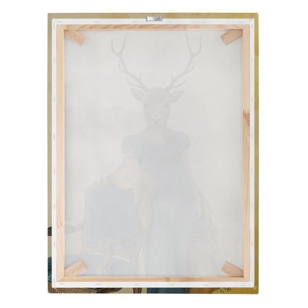 Retro obrazy Portret zwierzęcia - Dama z czerwonym jeleniem