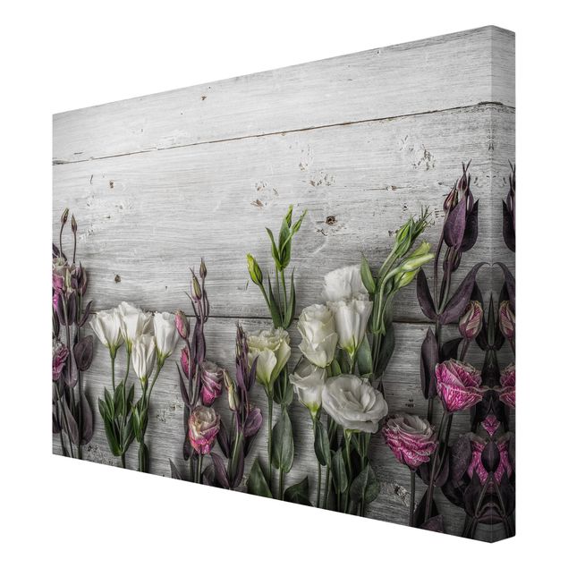 Szary obraz Tulipanowa róża Shabby Wood Look