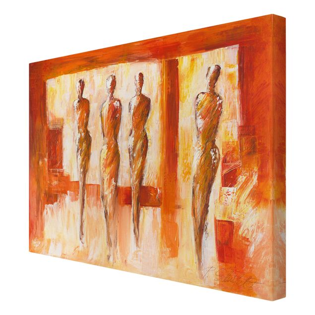 Obrazy na płótnie abstrakcja Cztery postacie w kolorze pomarańczowym