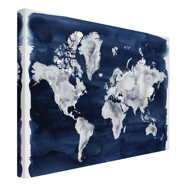 Obraz niebieski Woda Mapa świata ciemna