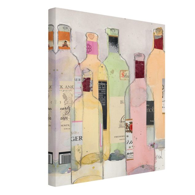 Obrazy drukowane na płótnie Butelki do wina w akwareli I