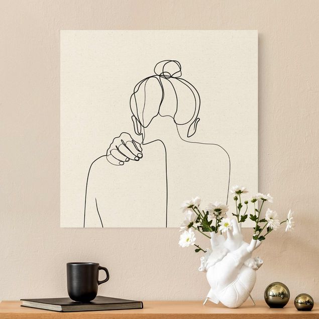 Abstrakcja obraz Line Art Kobieta na szyi czarno-biały