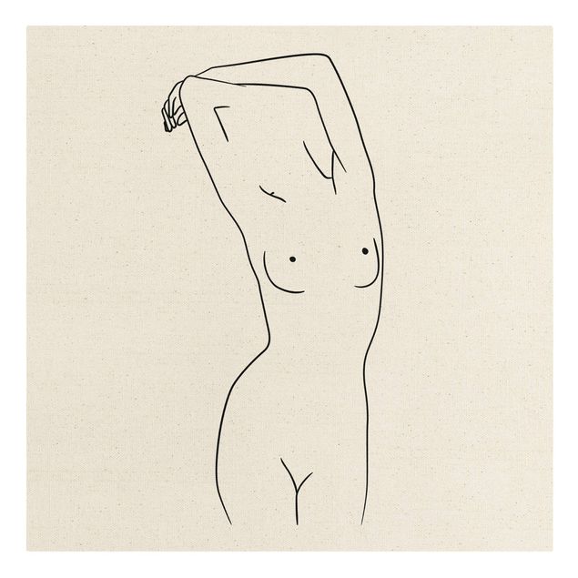 Obraz abstrakcja na płótnie Line Art Kobieta naga czarno-biały