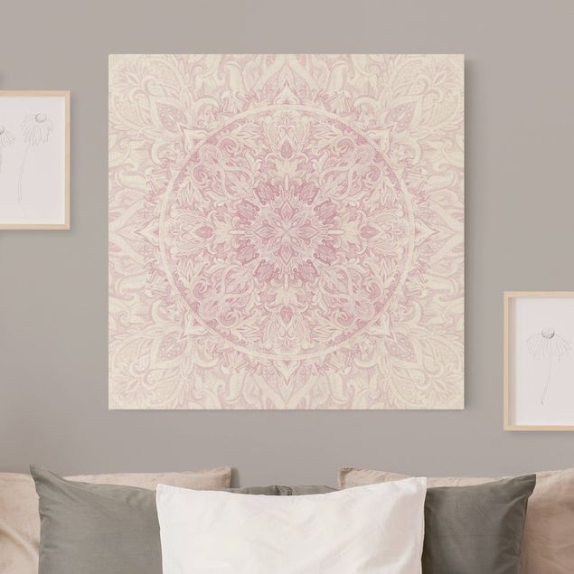 Obrazy duchowość Mandala akwarelowy ornament różowy