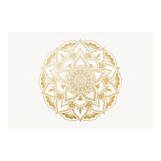 Fototapeta - Mandala Flower Gold White