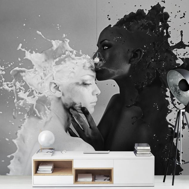 Fototapeta Mleko i kawa pocałunek czarno-biały