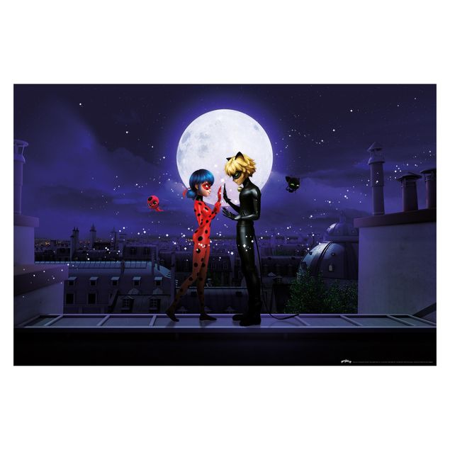 Fototapety Miraculous Biedronka i Czarny Kot w świetle księżyca