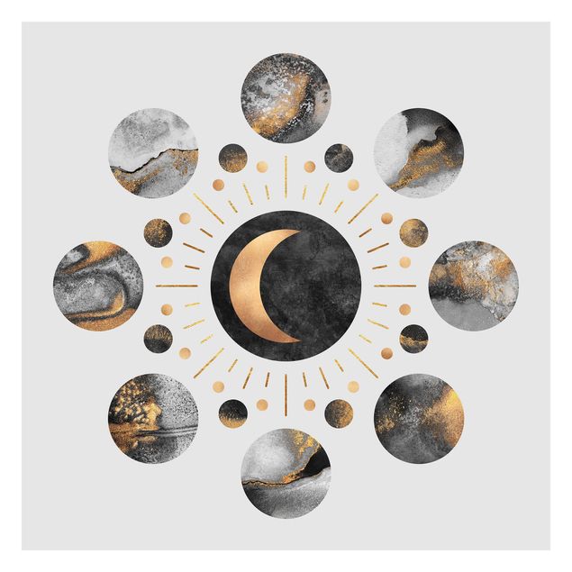 Fototapeta - Fazy księżyca Abstrakcyjne złoto