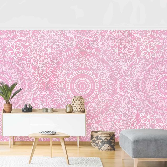 Różowa tapeta Wzór Mandala Pink