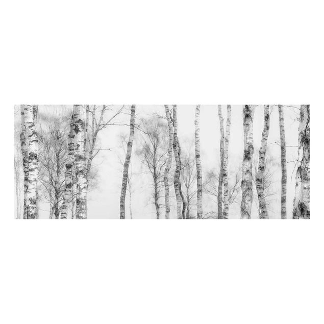 Nowoczesne obrazy Mistyczny las brzozowy czarno-biały