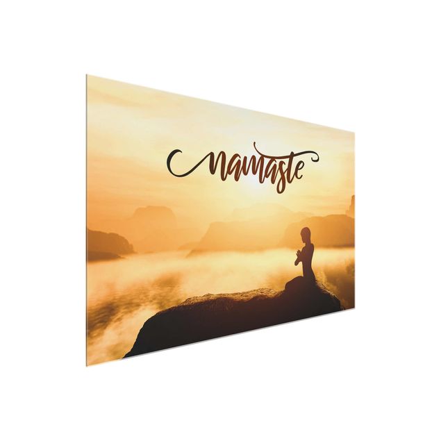 Obrazy na szkle powiedzenia Namaste Wschód słońca w górach