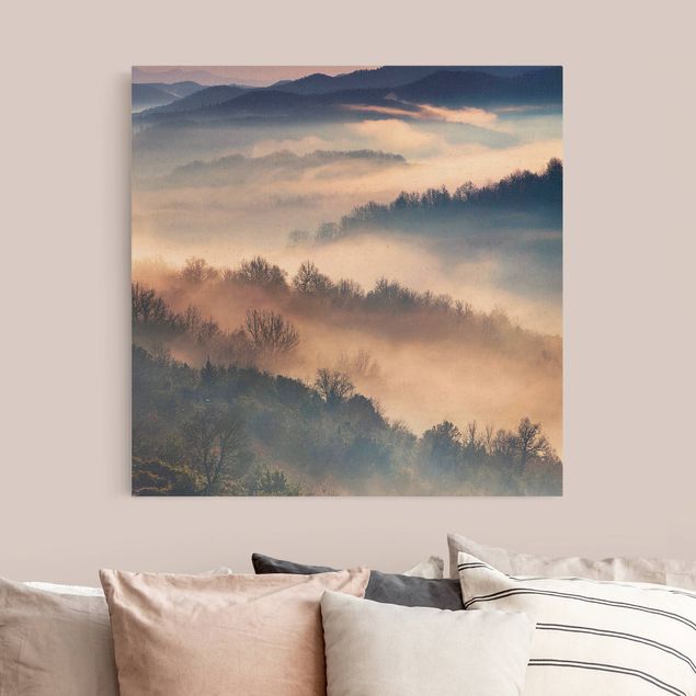 Obrazy do salonu Mgła o zachodzie słońca