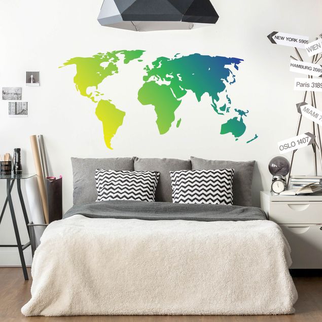 Naklejka na ścianę - Nr 213 Mapa świata zielona