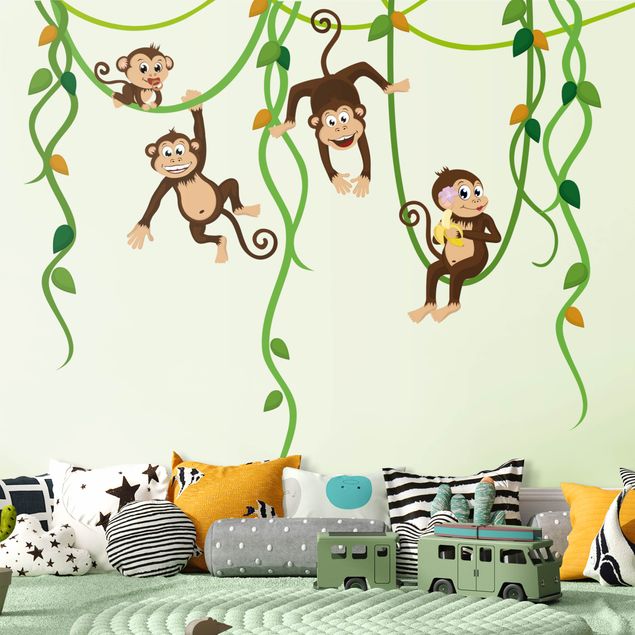 Naklejki na ścianę małpa Nr YK28 Gang małp