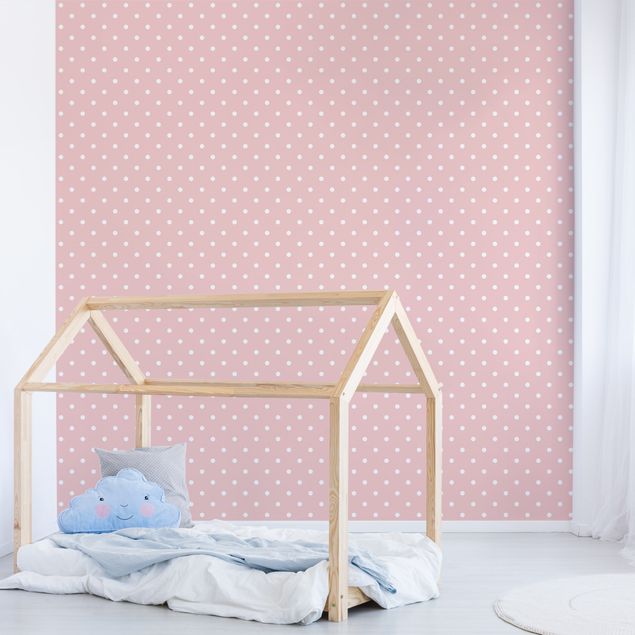 Pokój niemowlęcy Nr YK57 Białe kropki na różowym tle