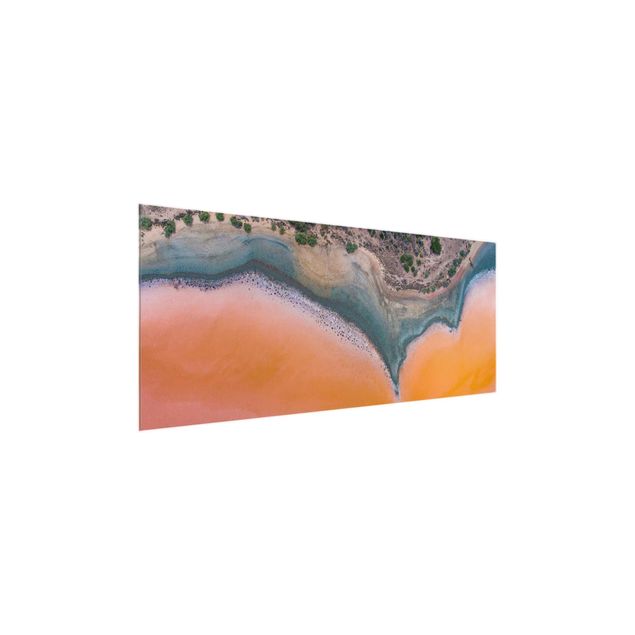 Obrazy na szkle krajobraz Pomarańczowy brzeg jeziora na Sardynii