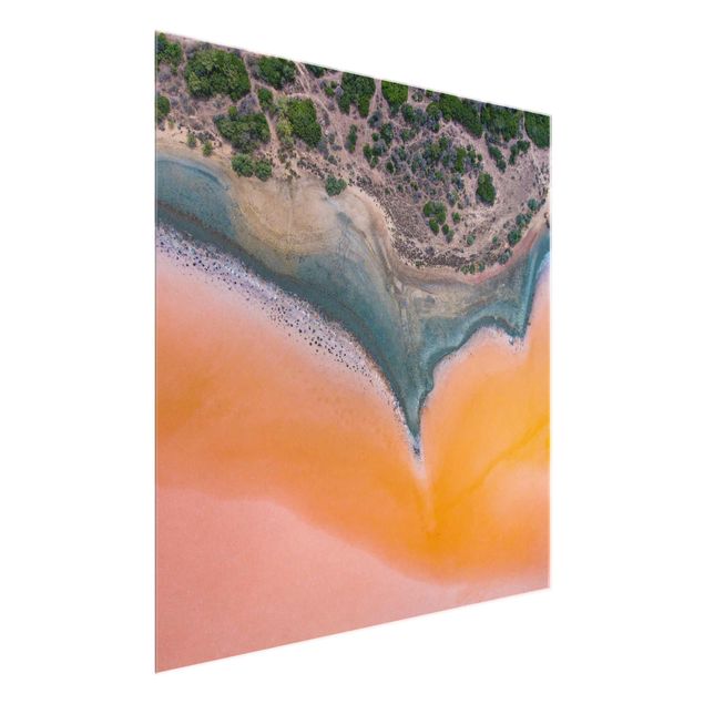 Obrazy na szkle krajobraz Pomarańczowy brzeg jeziora na Sardynii