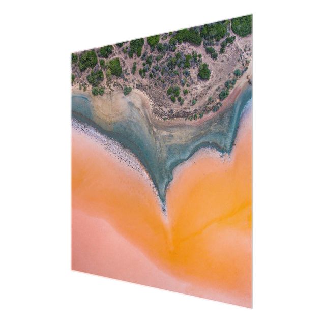 Obrazy nowoczesne Pomarańczowy brzeg jeziora na Sardynii