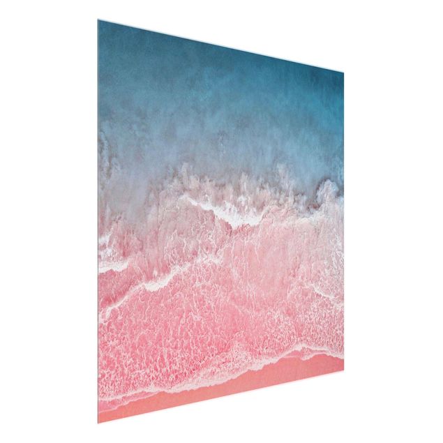 Obrazy na szkle plaża Ocean w kolorze różowym