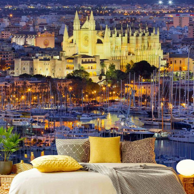 Tapeta ścienna Palma de Mallorca - panorama miasta i port