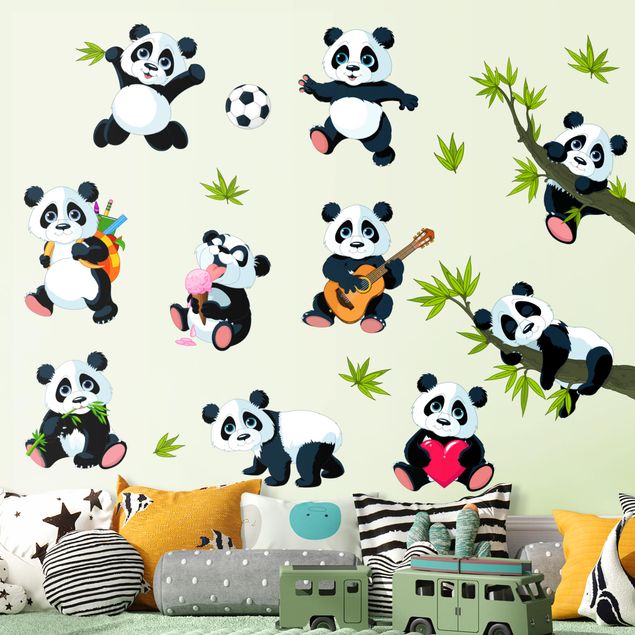 Naklejki na ścianę panda Mega zestaw Misie Panda