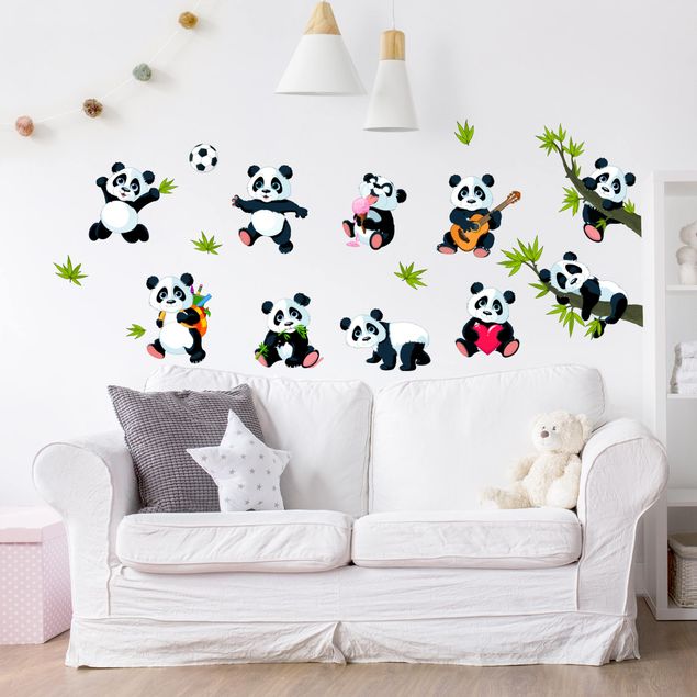 Naklejki na ścianę zwierzęta Mega zestaw Misie Panda