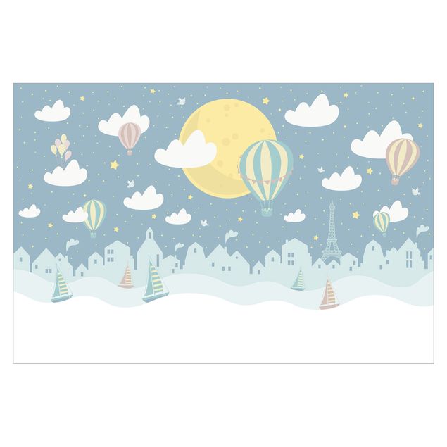 Tapety Paryż z gwiazdami i balonem na ogrzane powietrze