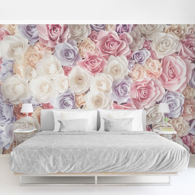 Fototapety róże Pastelowe papierowe róże artystyczne